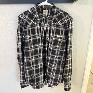 Lucky Brand Black and White Checkered Men's Shirt